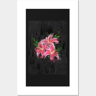 Pink lily sketch Posters and Art